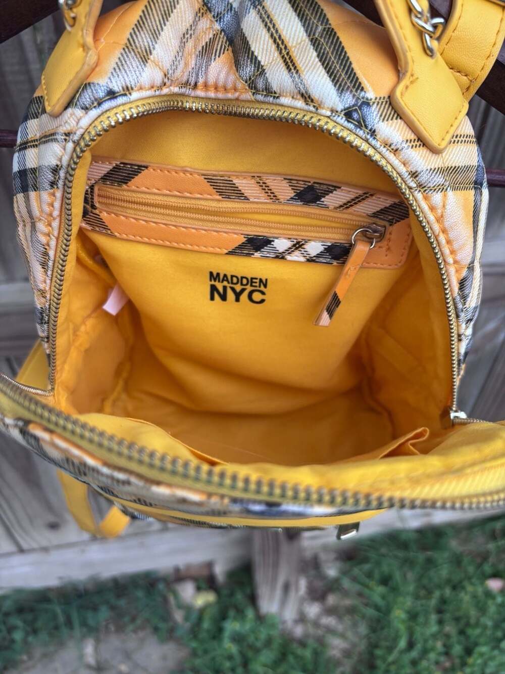 Yellow Plaid Women’s Backpack - Hidden NYC - Picture 9 of 16